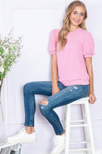 Reborn J Ribbed Round Neck Short Sleeve Top - Delanoir