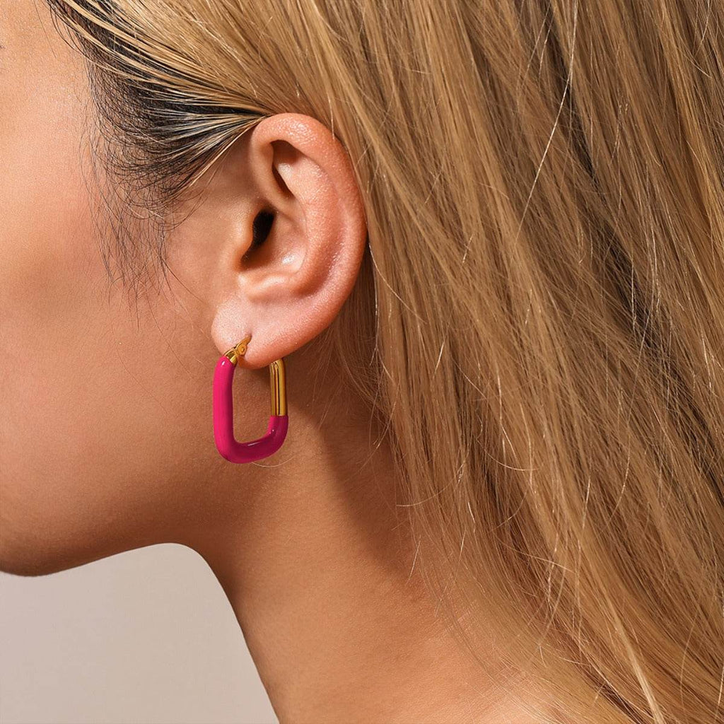 Stainless Steel Drip Oil Contrast Earring - Delanoir