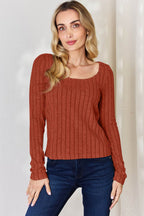 Basic Bae Full Size Ribbed Long Sleeve T-Shirt - Delanoir