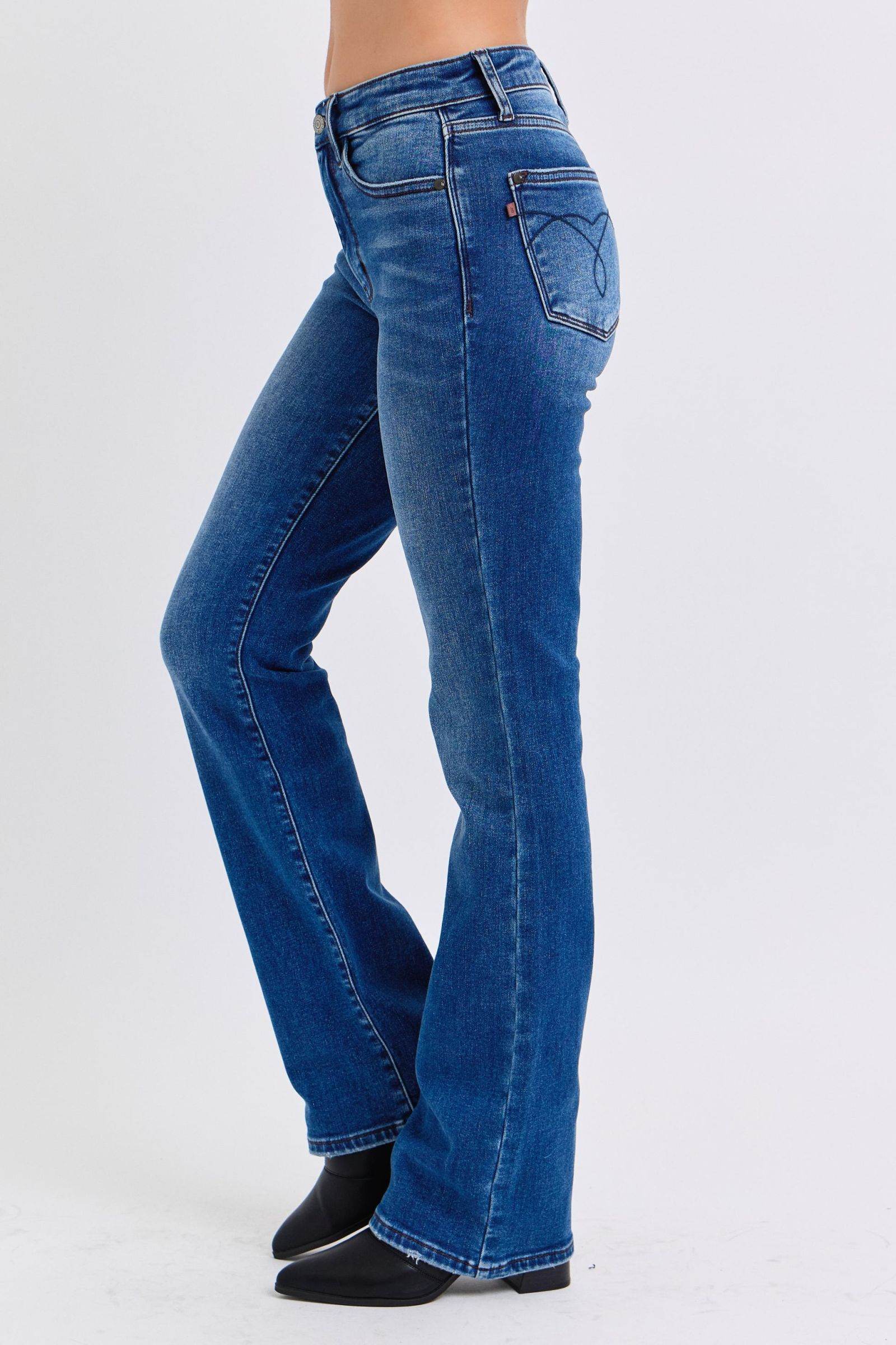 Judy Blue Full Size Run Mid-Rise Bootcut Jeans with Thermal Lining - Delanoir