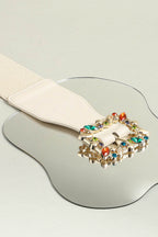 Multicolored Leaf Buckle Elastic Belt - Delanoir