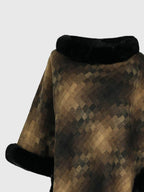 Faux Fur Trim Poncho - Delanoir