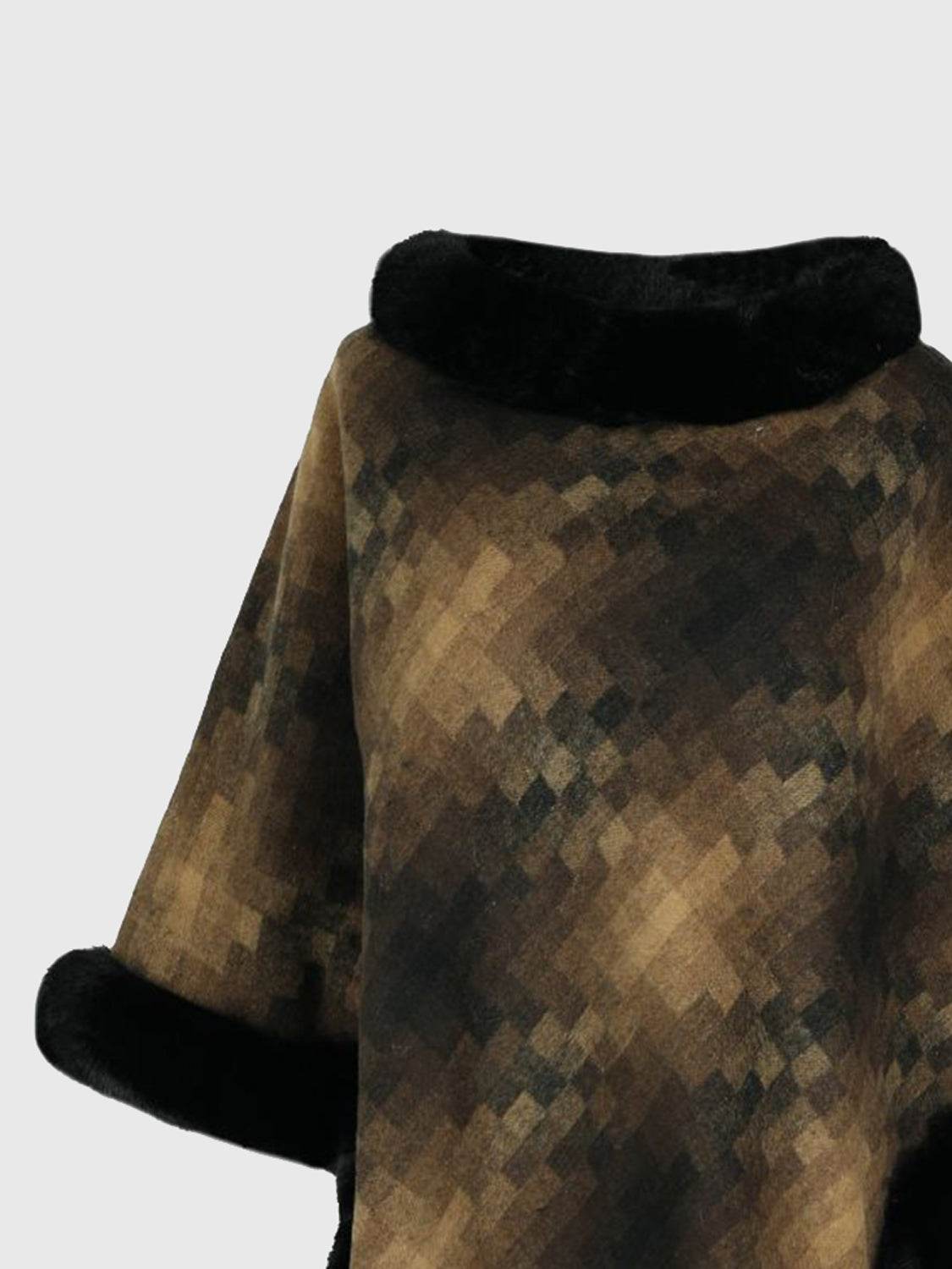 Faux Fur Trim Poncho - Delanoir