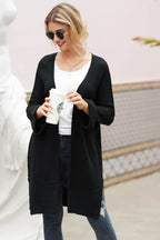 Open Front Long Sleeve Cardigan - Delanoir