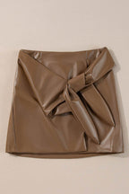 Bowknot Elastic Waist Mini Skirt - Delanoir