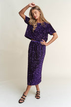 J.NNA Sequin Short Sleeve Crop T-Shirt - Delanoir