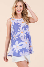 BOMBOM Floral Round Neck Tank - Delanoir