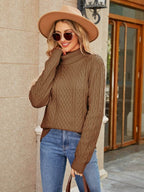 Cable-Knit Mock Neck Sweater - Delanoir