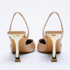 PU Leather Point Toe Stiletto Heel Pumps - Delanoir