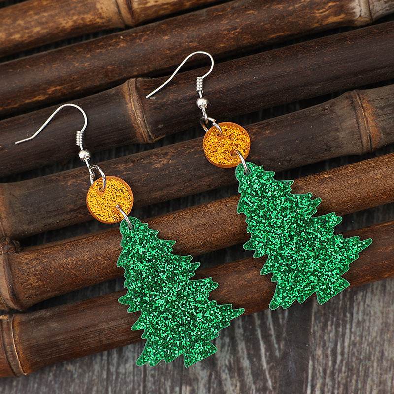 Glitter Acrylic Tree Shape Earrings - Delanoir