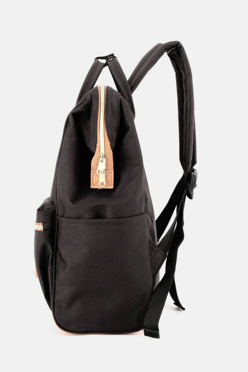 Himawari Contrast Waterproof Canvas Backpack Bag with Side Pockets - Delanoir
