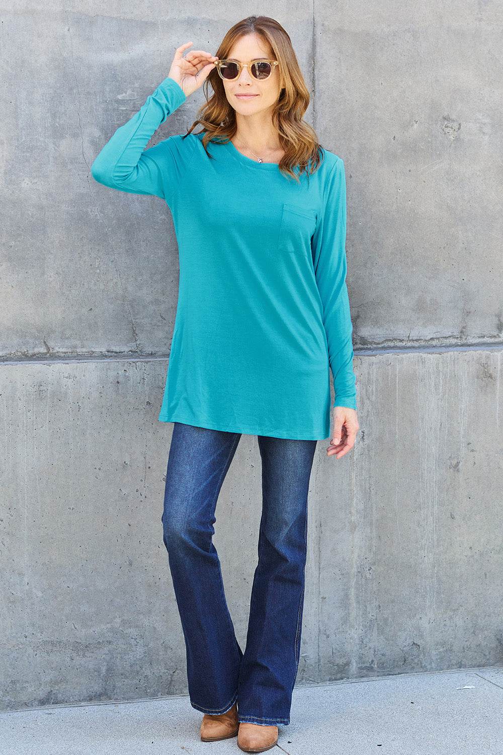 Basic Bae Full Size Round Neck Long Sleeve Top - Delanoir