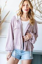 Reborn J Contrast Hooded Button Down Ribbed Jacket - Delanoir