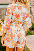 Tied Printed Half Sleeve Romper - Delanoir