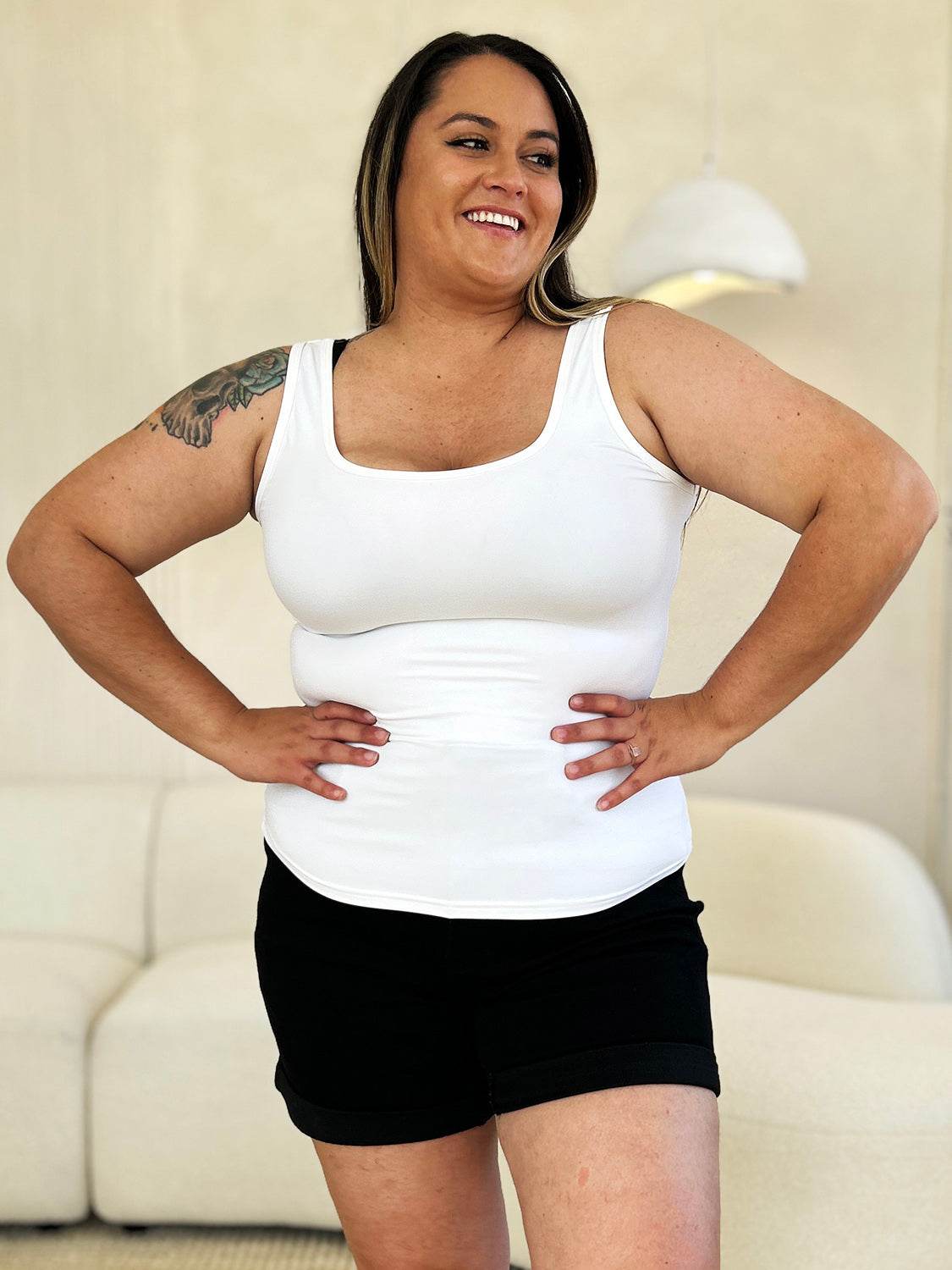 Basic Bae Full Size Square Neck Wide Strap Tank - Delanoir