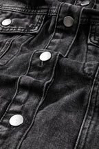 Distressed Drawstring Long Sleeve Hooded Denim Jacket - Delanoir
