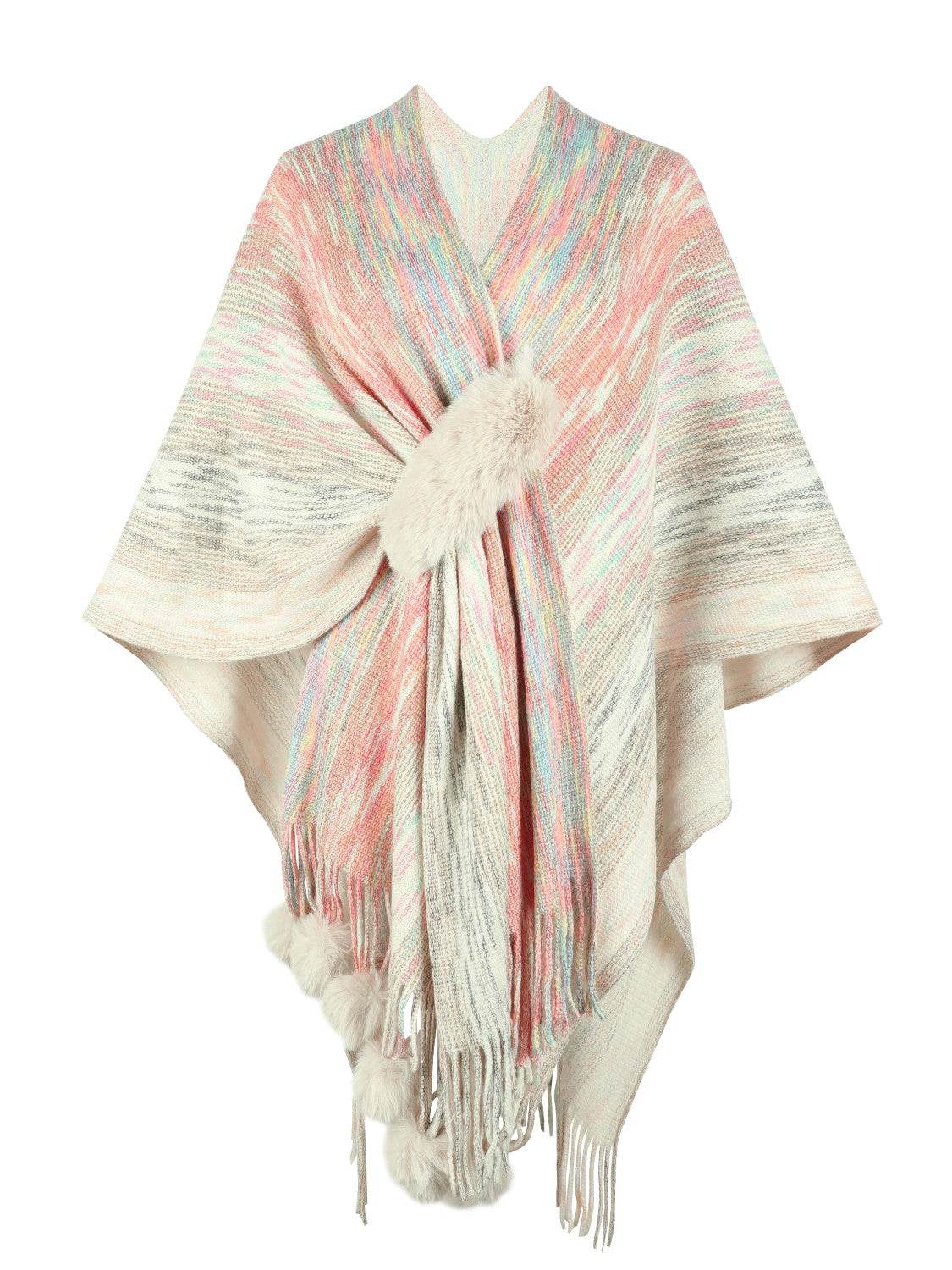 Heathered Fringe Hem Poncho - Delanoir