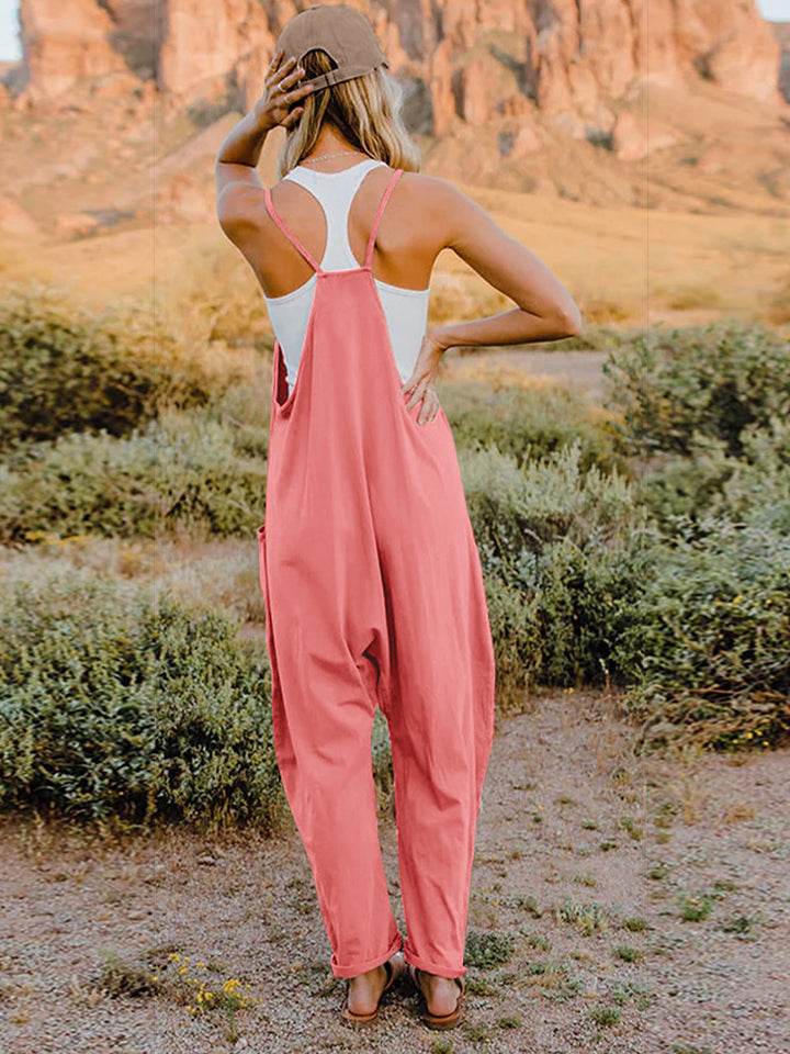 Double Take Full Size Sleeveless V-Neck Pocketed Jumpsuit - Delanoir