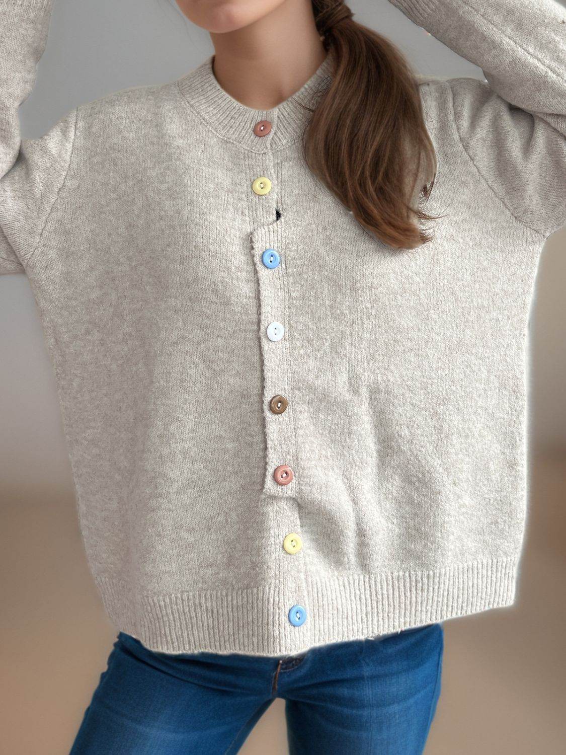 Button Down Long Sleeve Cardigan - Delanoir