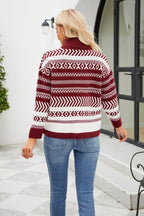 Geometric Turtleneck Long Sleeve Sweater - Delanoir