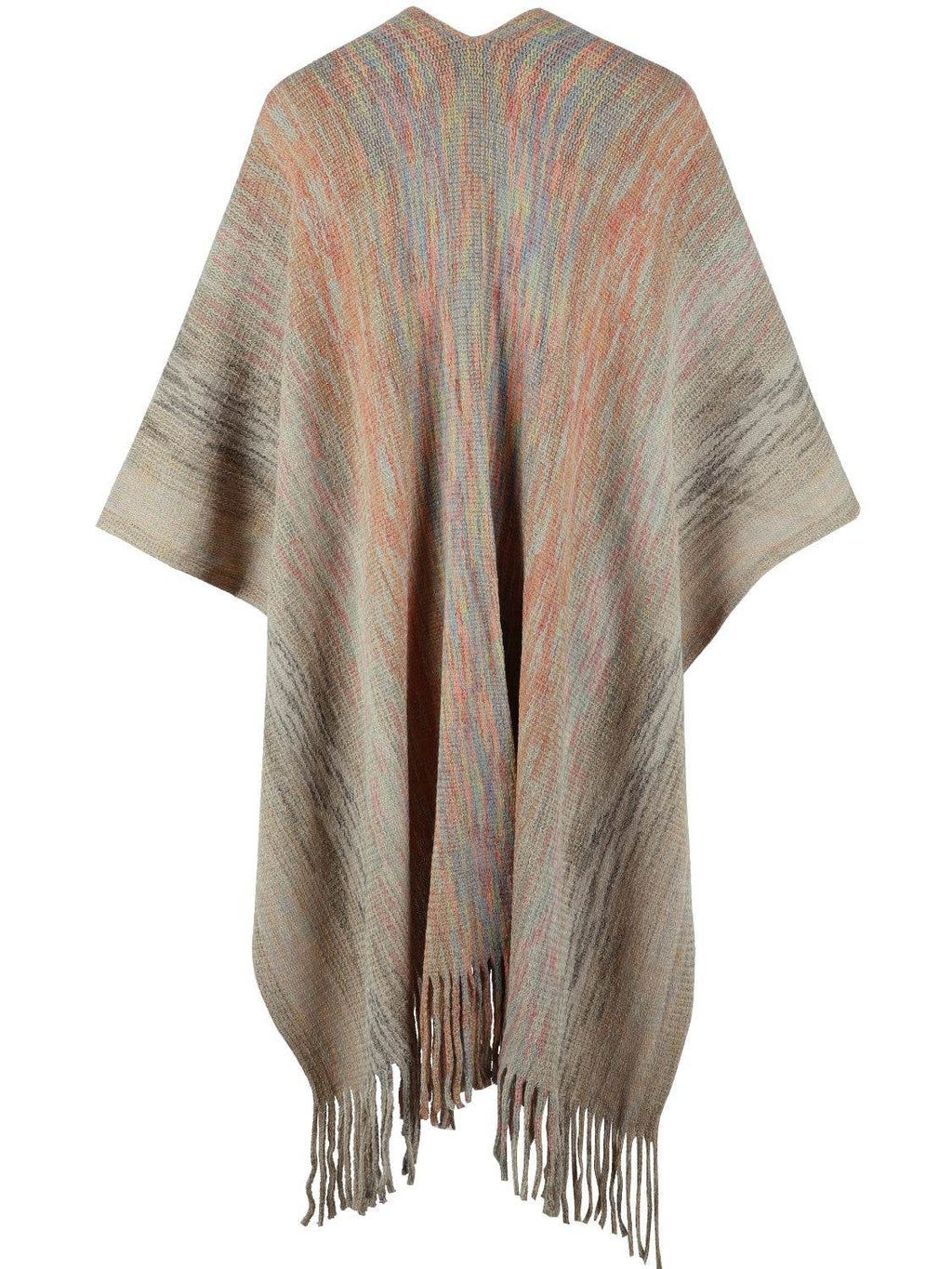 Heathered Fringe Hem Poncho - Delanoir