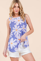 BOMBOM Floral Round Neck Tank - Delanoir