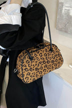 Leopard Suede Medium Shoulder Bag - Delanoir