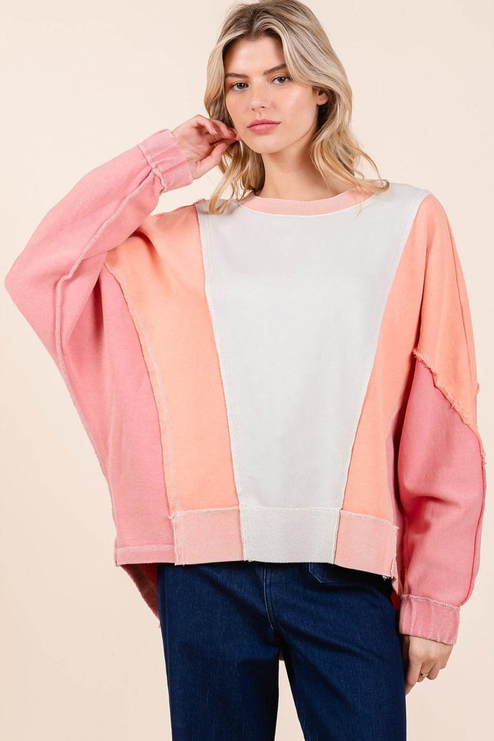 Mittoshop Mineral Wash Color Block Sweatshirt - Delanoir