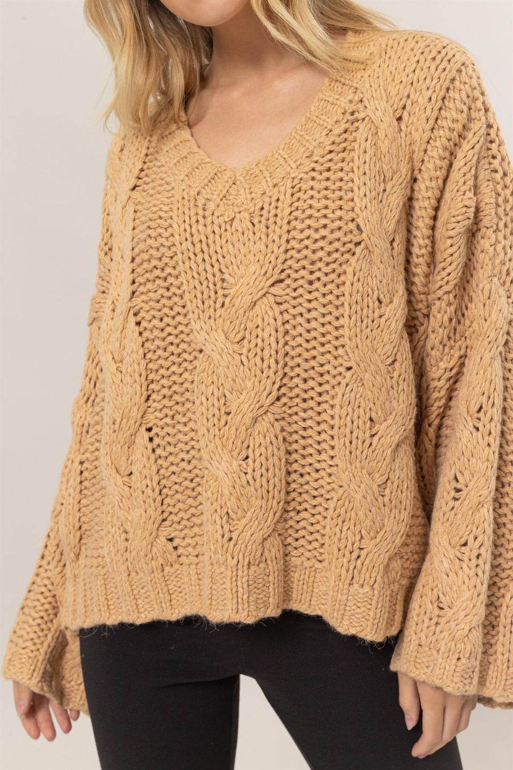 HYFVE Cable Knit V-Neck Sweater - Delanoir