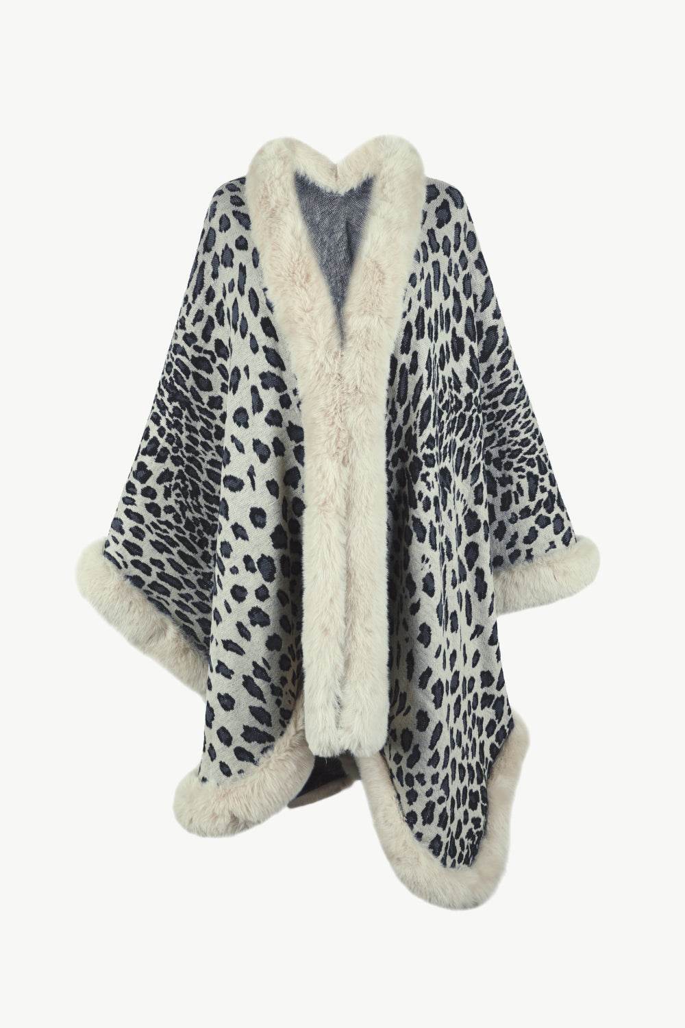 Leopard Open Front Poncho - Delanoir