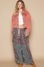 POL Raw Hem Button Up Cropped Denim Jacket - Delanoir