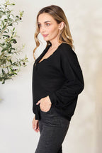 Zenana Buttoned Long Sleeve Blouse - Delanoir