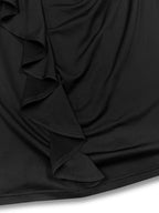 Plus Size Ruffle Trim Round Neck Long Sleeve Dress - Delanoir