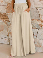 Drawstring Wide Leg Pants with Pockets - Delanoir