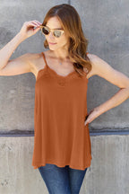 Basic Bae Full Size Lace Trim V-Neck Cami - Delanoir