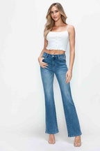 bytos Full Size Cat's Whiskers Mid Rise Bootcut Jeans - Delanoir