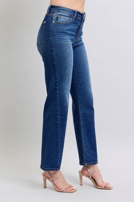 Judy Blue Full Size Side Seam Detail Straight Jeans with Pockets - Delanoir