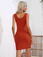 Scoop Neck Sleeveless Bodycon Dress - Delanoir