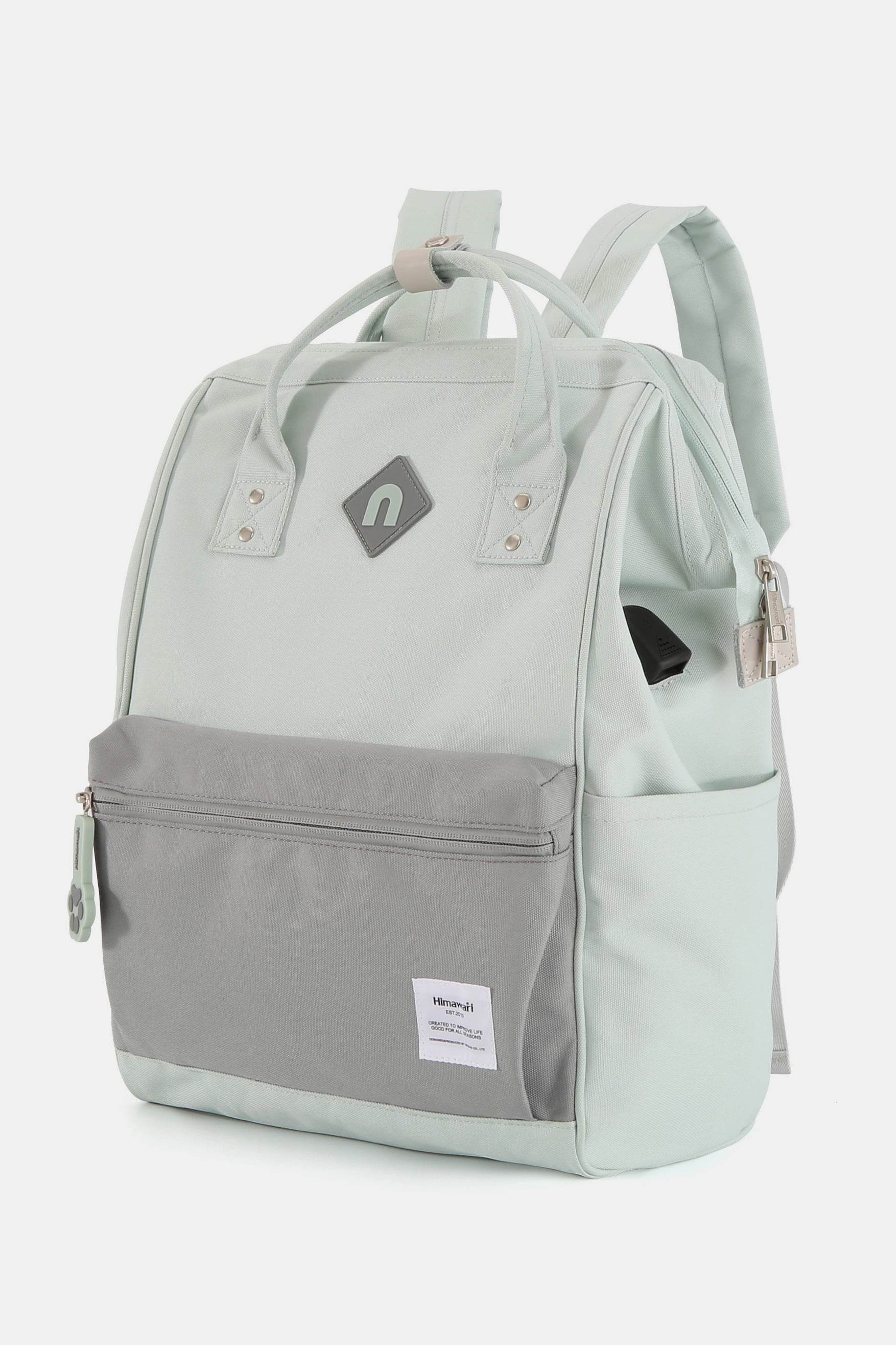 Himawari Contrast Waterproof Backpack Bag with External USB Port - Delanoir
