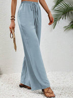 Wide Leg Drawstring Pants - Delanoir