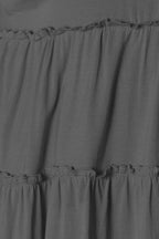 Double Take Half Button Long Sleeve Ruffle Hem Blouse - Delanoir