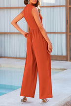 Mock Neck Sleeveless Wide Leg Jumpsuit - Delanoir