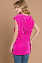 Culture Code Slit Cap Sleeve Hooded Top - Delanoir