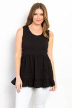 Be Stage Ruffled Sleeveless Babydoll Top - Delanoir