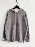 Drawstring Long Sleeve Hooded Sweater - Delanoir