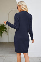 Cable-Knit Long Sleeve Sweater Dress - Delanoir