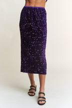 J.NNA Sequin Back Slit Midi Skirt - Delanoir