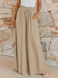 Drawstring Wide Leg Pants with Pockets - Delanoir