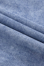 Raw Hem Button Down Long Sleeve Denim Dress - Delanoir