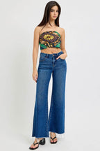 RISEN Tummy Control High Rise Wide Leg Jeans - Delanoir